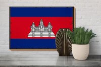 Holzschild Flagge Kambodscha 30x20cm Retro Flag Cambodia