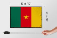 Holzschild Flagge Kamerun 30x20cm Retro Flag of Cameroon