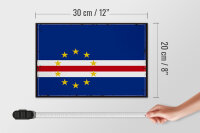 Holzschild Flagge Kap Verde 30x20cm Retro Flag Cape Verde