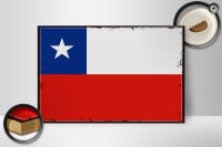Holzschild Flagge Chiles 30x20cm Retro Flag of Chile