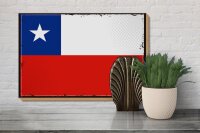 Holzschild Flagge Chiles 30x20cm Retro Flag of Chile