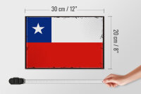 Holzschild Flagge Chiles 30x20cm Retro Flag of Chile