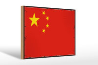 Holzschild Flagge Chinas 30x20cm Retro Flag of China