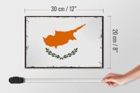 Holzschild Flagge Zypern 30x20cm Retro Flag of Cyprus