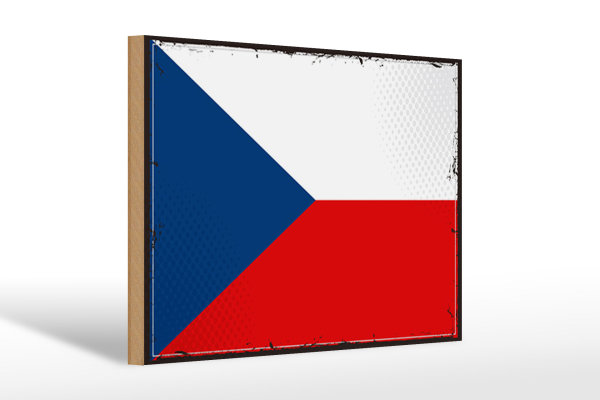 Holzschild Flagge Tschechien 30x20cm Retro Czech Republic