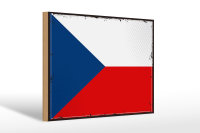 Holzschild Flagge Tschechien 30x20cm Retro Czech Republic
