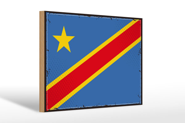 Holzschild Flagge DR Kongo 30x20cm Retro democratic Congo