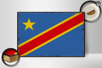 Holzschild Flagge DR Kongo 30x20cm Retro democratic Congo