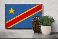 Holzschild Flagge DR Kongo 30x20cm Retro democratic Congo