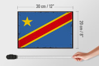 Holzschild Flagge DR Kongo 30x20cm Retro democratic Congo
