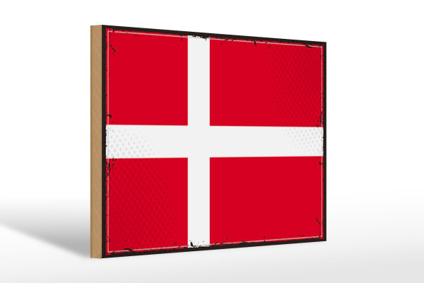 Holzschild Flagge Dänemark 30x20cm Retro Flag of Denmark