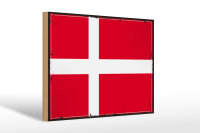 Holzschild Flagge Dänemark 30x20cm Retro Flag of Denmark
