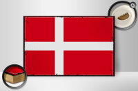Holzschild Flagge Dänemark 30x20cm Retro Flag of Denmark