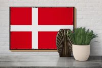 Holzschild Flagge Dänemark 30x20cm Retro Flag of Denmark