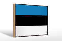Holzschild Flagge Estland 30x20cm Retro Flag of Estonia