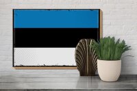 Holzschild Flagge Estland 30x20cm Retro Flag of Estonia