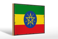 Holzschild Flagge Äthiopien 30x20cm Retro Flag Ethiopia