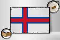Holzschild Flagge Färöer 30x20cm Retro Flag Faroe Islands
