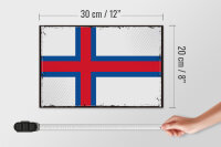 Holzschild Flagge Färöer 30x20cm Retro Flag Faroe Islands