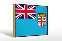Holzschild Flagge Fidschi 30x20cm Retro Flag of Fiji