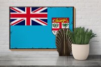 Holzschild Flagge Fidschi 30x20cm Retro Flag of Fiji