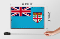 Holzschild Flagge Fidschi 30x20cm Retro Flag of Fiji