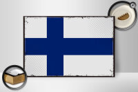 Holzschild Flagge Finnlands 30x20cm Retro Flag of Finland