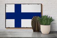 Holzschild Flagge Finnlands 30x20cm Retro Flag of Finland