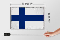 Holzschild Flagge Finnlands 30x20cm Retro Flag of Finland