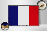 Holzschild Flagge Frankreichs 30x20cm Retro Flag of France
