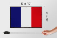 Holzschild Flagge Frankreichs 30x20cm Retro Flag of France
