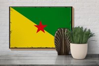 Holzschild Flagge Französisch-Guayanas 30x20cm Retro Flag