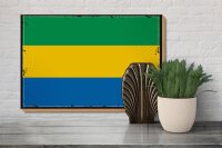 Holzschild Flagge Gabuns 30x20cm Retro Flag of Gabon