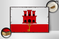 Holzschild Flagge Gibraltars 30x20cm Retro Flag Gibraltar