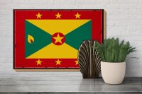 Holzschild Flagge Grenadas 30x20cm Retro Flag of Grenada