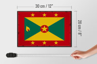 Holzschild Flagge Grenadas 30x20cm Retro Flag of Grenada