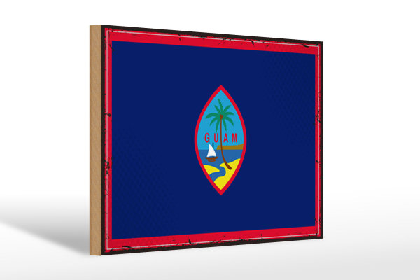 Holzschild Flagge Guams 30x20cm Retro Flag of Guam