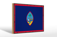 Holzschild Flagge Guams 30x20cm Retro Flag of Guam