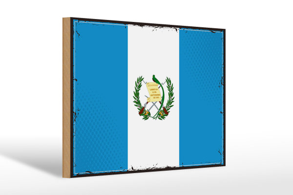 Holzschild Flagge Guatemalas 30x20cm Retro Flag Guatemala