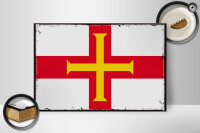 Holzschild Flagge Guernseys 30x20cm Retro Flag of Guernsey
