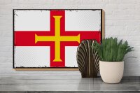 Holzschild Flagge Guernseys 30x20cm Retro Flag of Guernsey