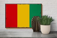 Holzschild Flagge Guineas 30x20cm Retro Flag of Guinea
