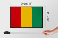 Holzschild Flagge Guineas 30x20cm Retro Flag of Guinea