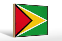 Holzschild Flagge Guyanas 30x20cm Retro Flag of Guyana