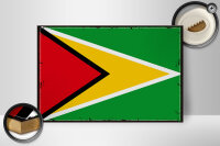 Holzschild Flagge Guyanas 30x20cm Retro Flag of Guyana