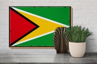Holzschild Flagge Guyanas 30x20cm Retro Flag of Guyana