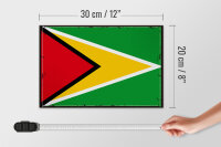 Holzschild Flagge Guyanas 30x20cm Retro Flag of Guyana
