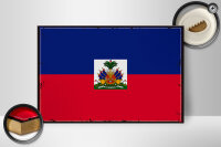 Holzschild Flagge Haitis 30x20cm Retro Flag of Haiti