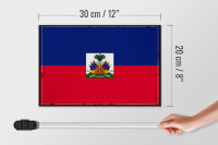 Holzschild Flagge Haitis 30x20cm Retro Flag of Haiti