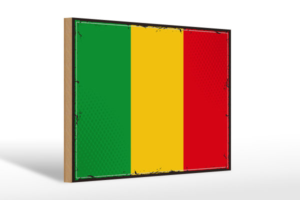 Holzschild Flagge Malis 30x20cm Retro Flag of Mali